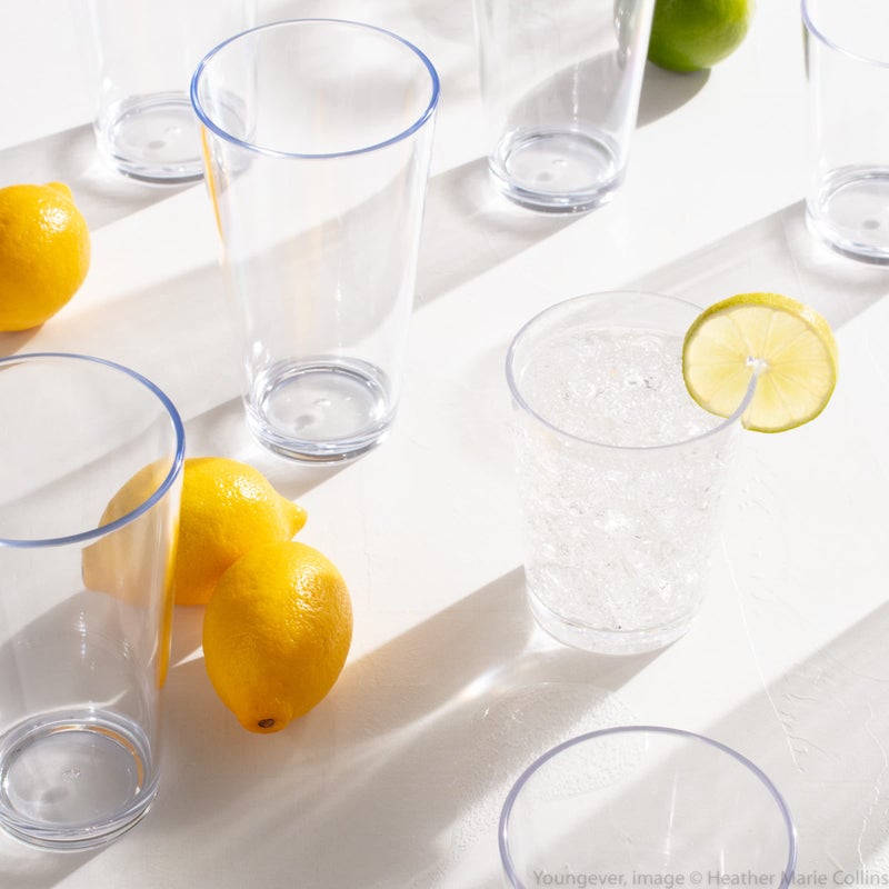 Youngever 16 oz Bistro Clear Plastic Tumblers, Drinking Glasses, Reusable Cups, Unbreakable Set of 8 - Image 2